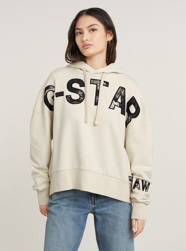 Sudadera Con Capucha Embro Print Oversized